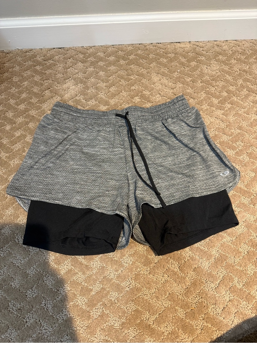 Champion Women's Gray Heather Athletic Shorts with Black Inner Liner